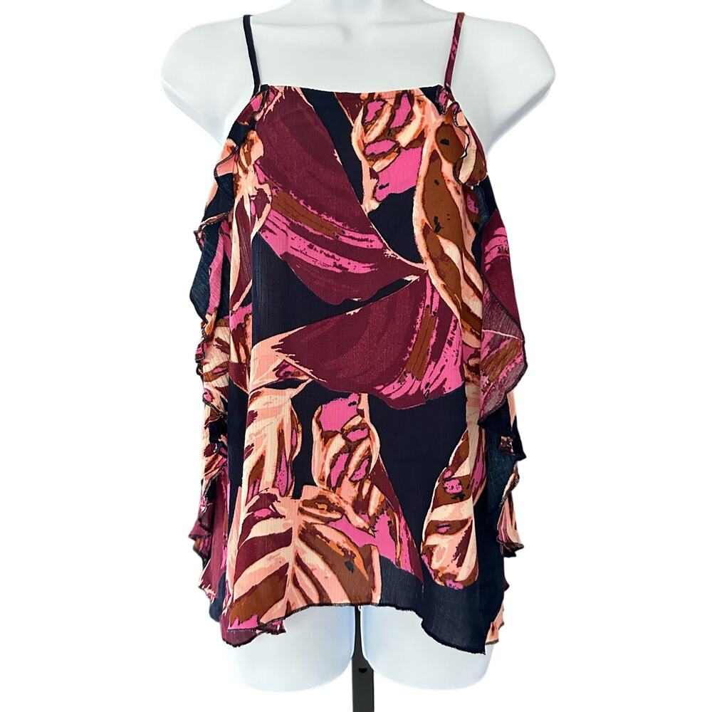 Flowy Navy & Pink Spaghetti Strap Top
